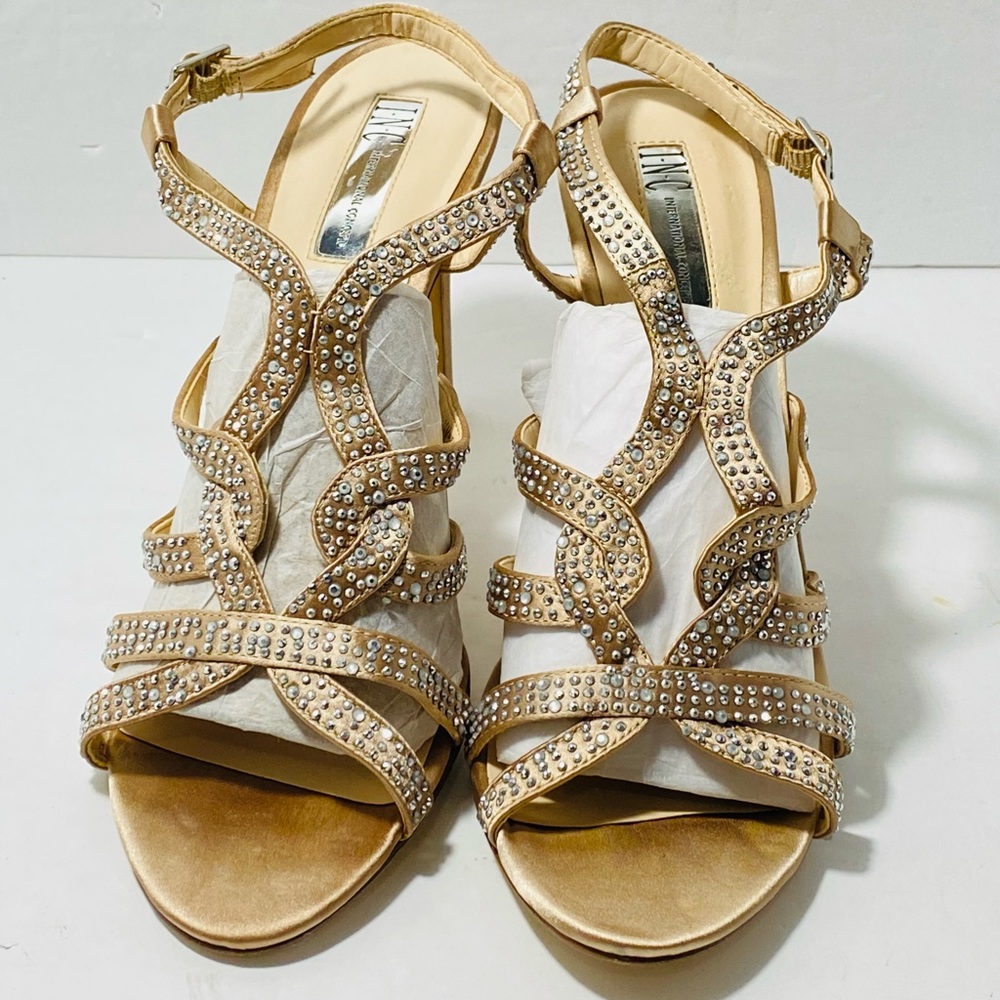 INC International Concepts Sharee Glitter Gem Strap 4” High Heels Womens Sz 10M - Picture 3 of 5